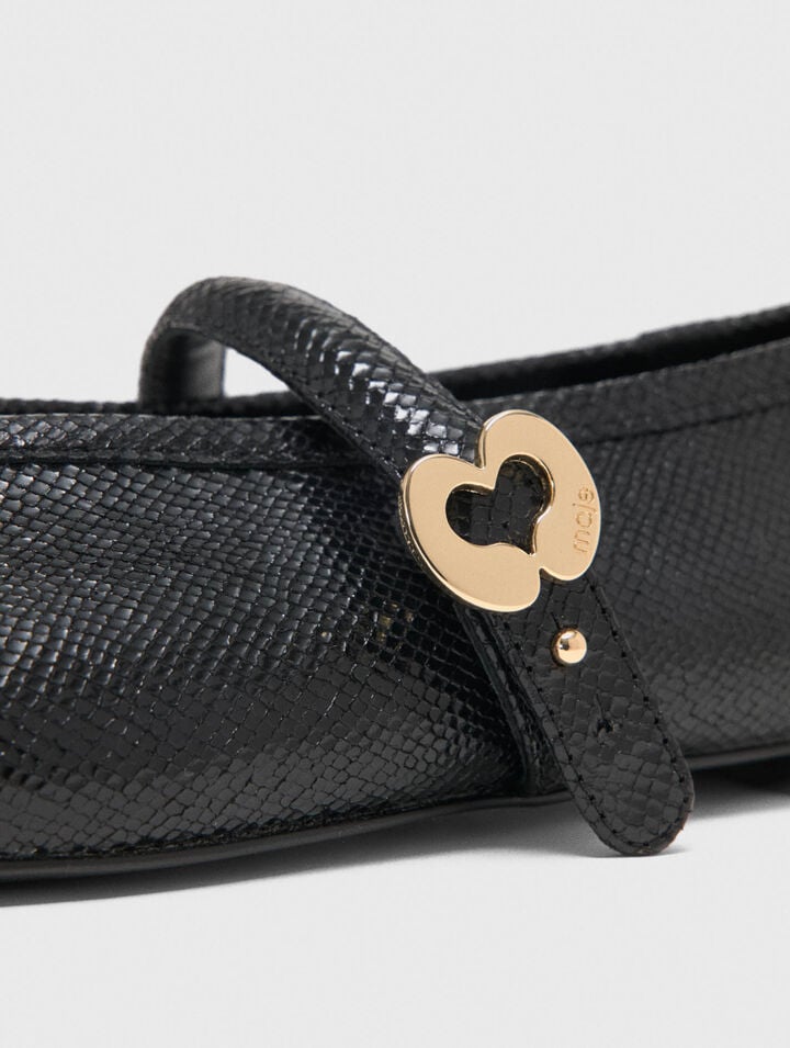 Ballerinas aus gepr&auml;gtem Leder