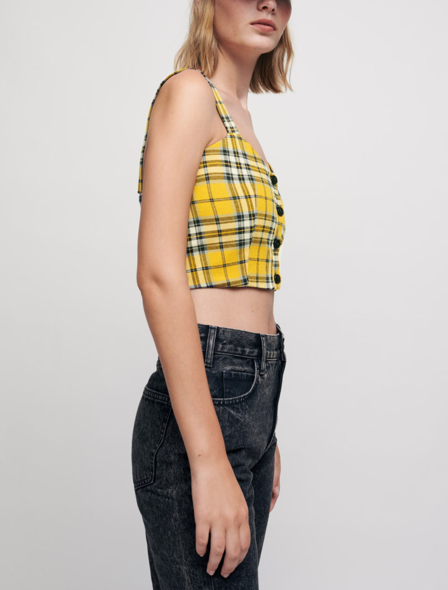 Crop Top mit Karos in Tartan-Optik