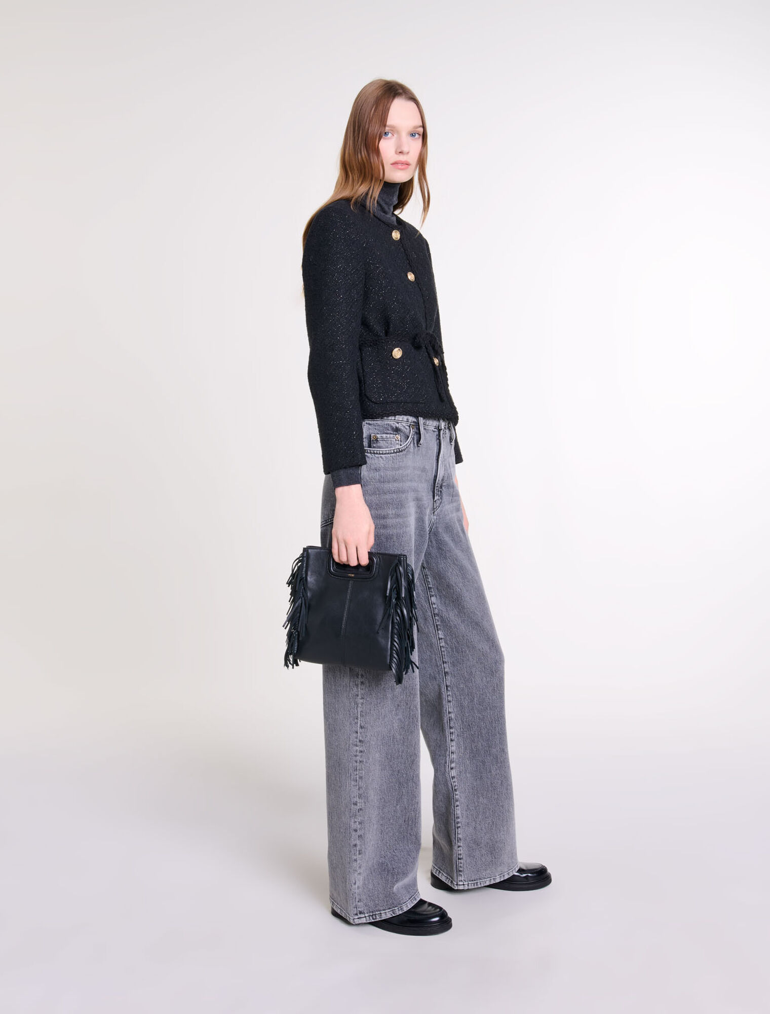 Gerade Jacke aus glänzendem Tweed