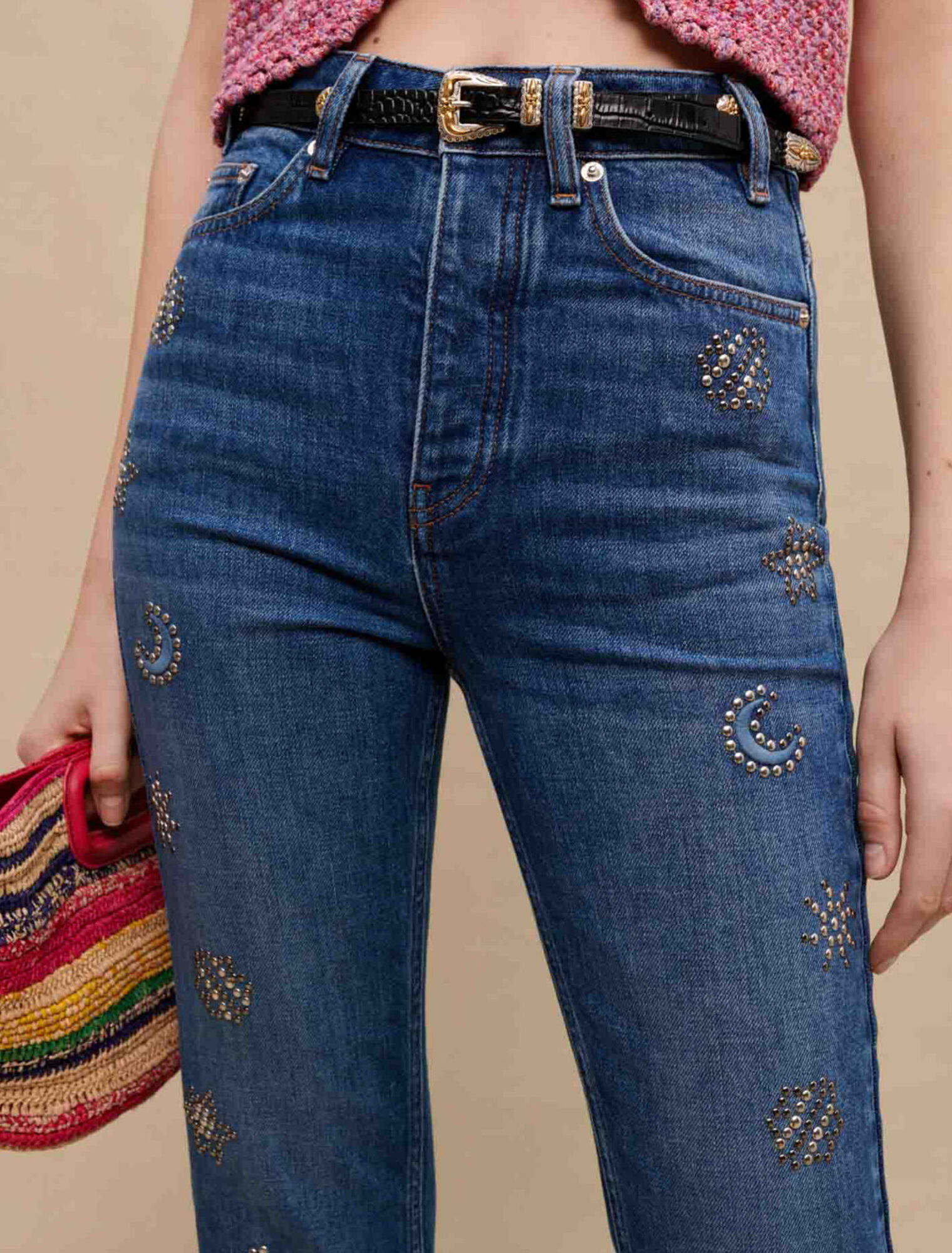 Mit Mondkristallen verzierte Jeans