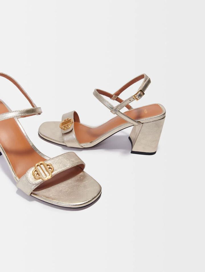 Sandalen aus metallisiertem Leder