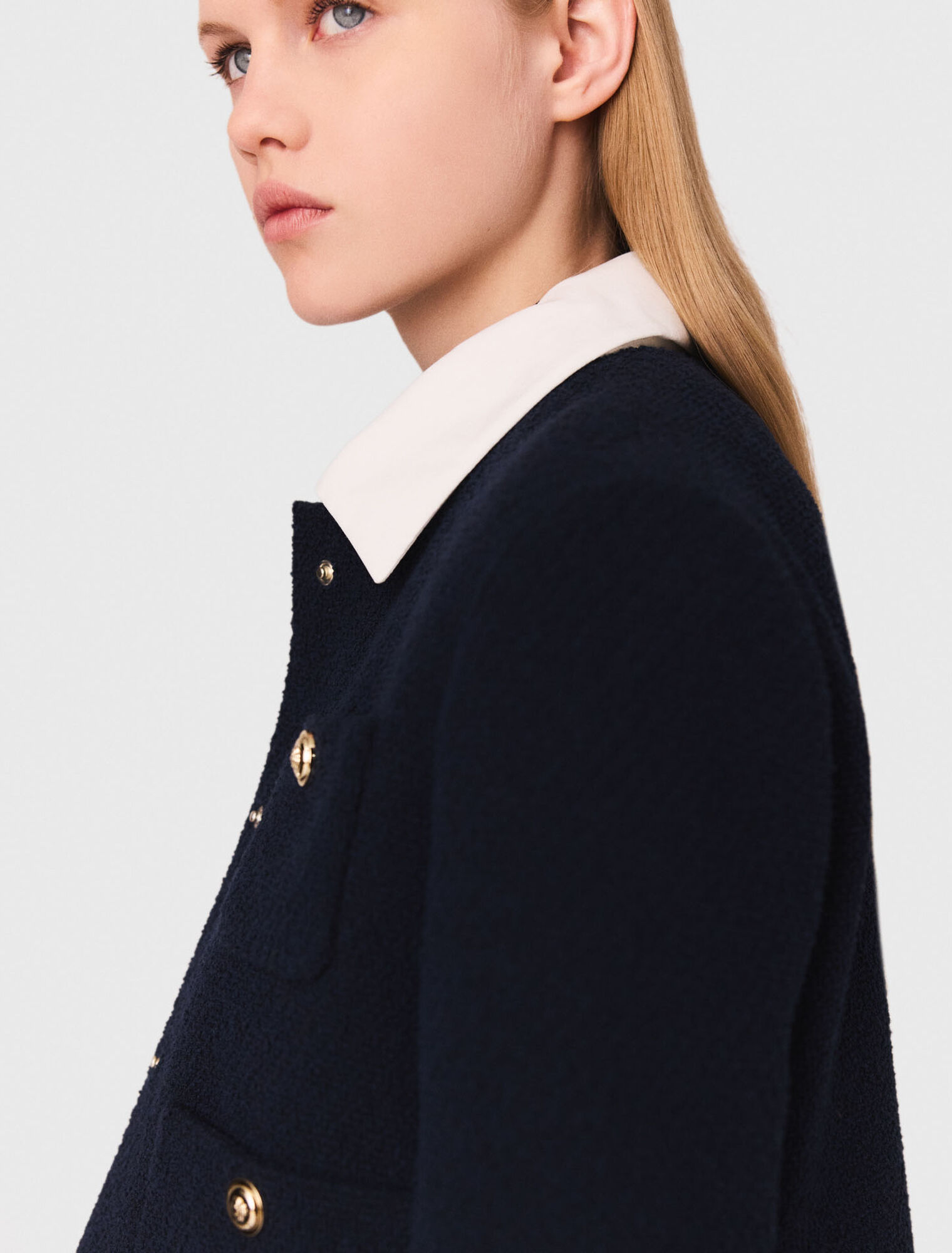 Kurze Tweed-Jacke, Kragen abnehmbar