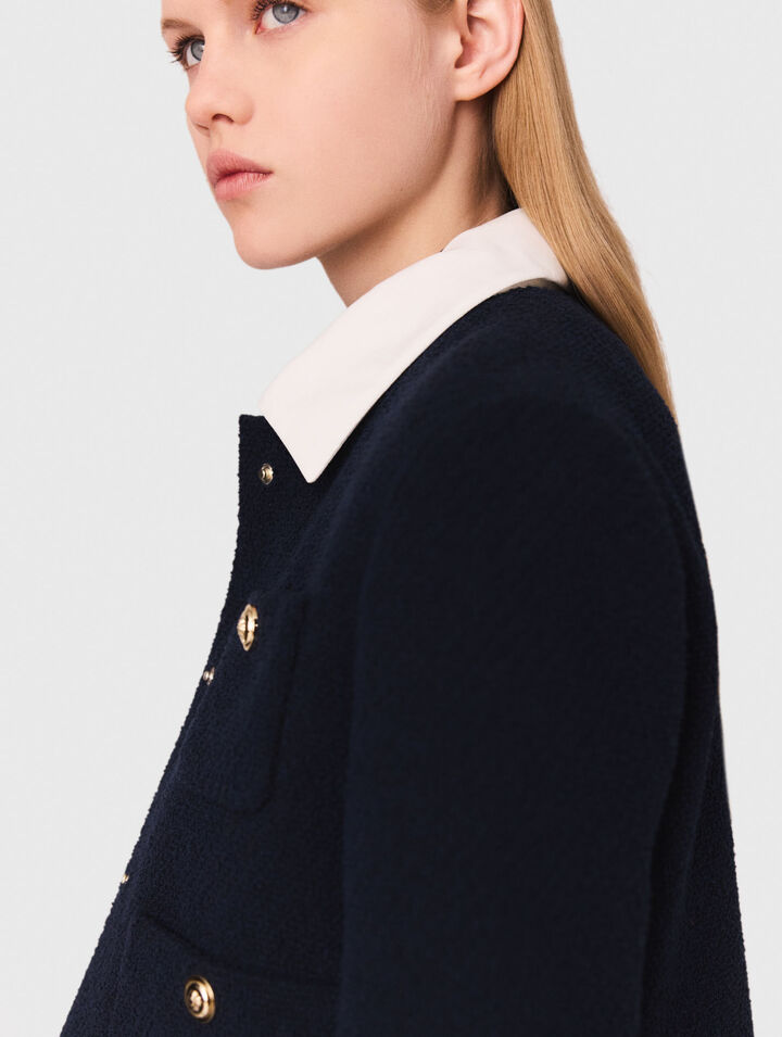 Kurze Tweed-Jacke, Kragen abnehmbar