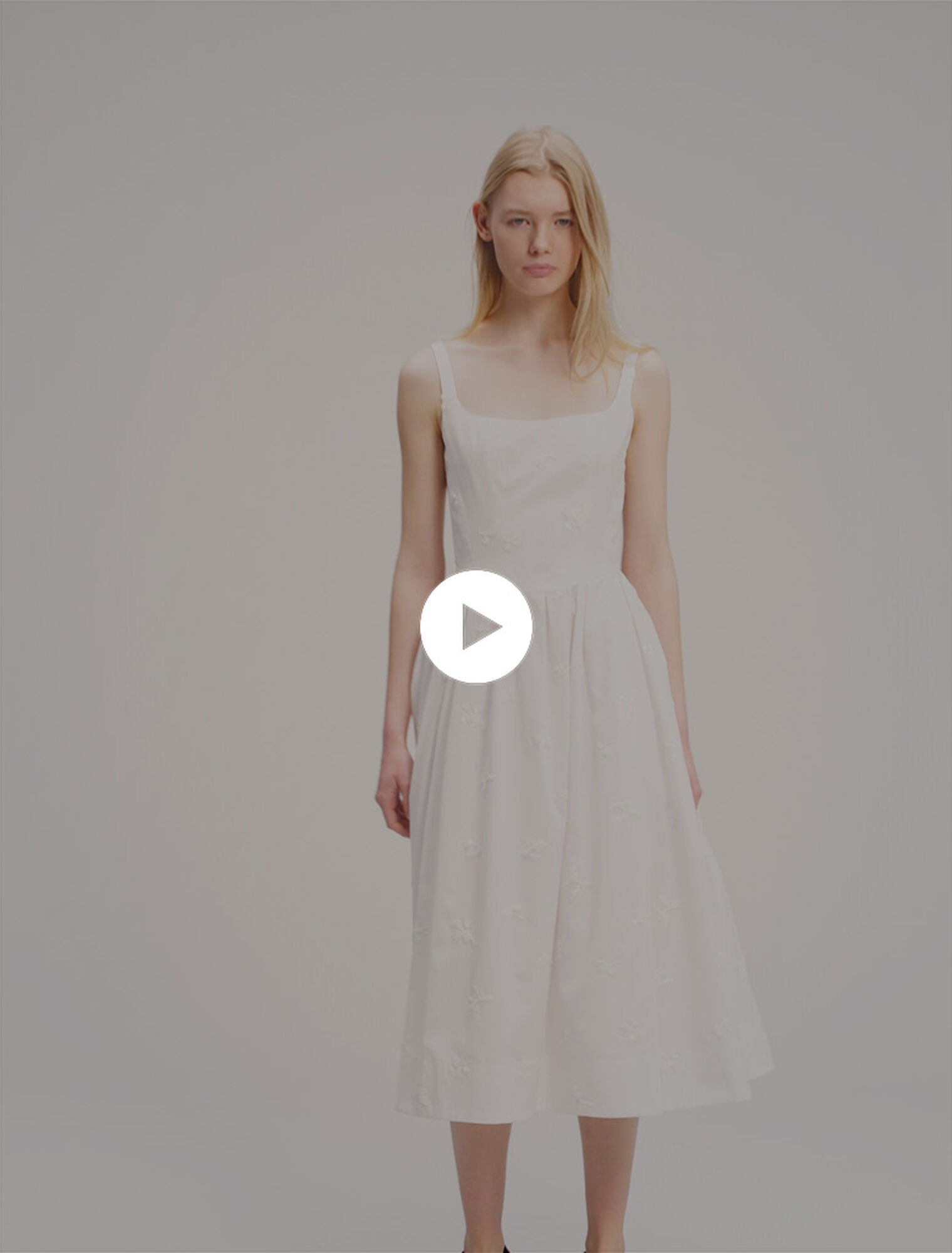 Besticktes Midi-Baumwollkleid