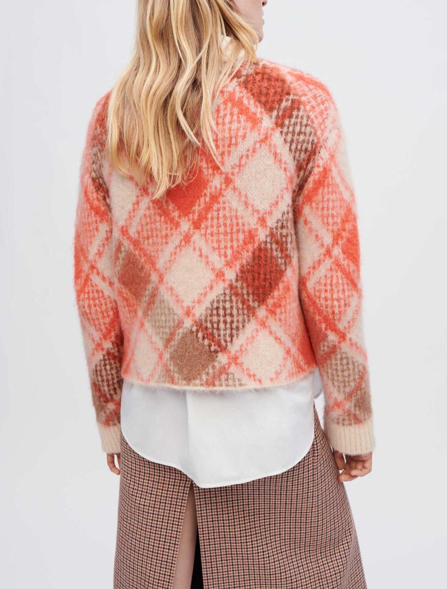 Flauschiger Jacquard-Pullover mit Rauten