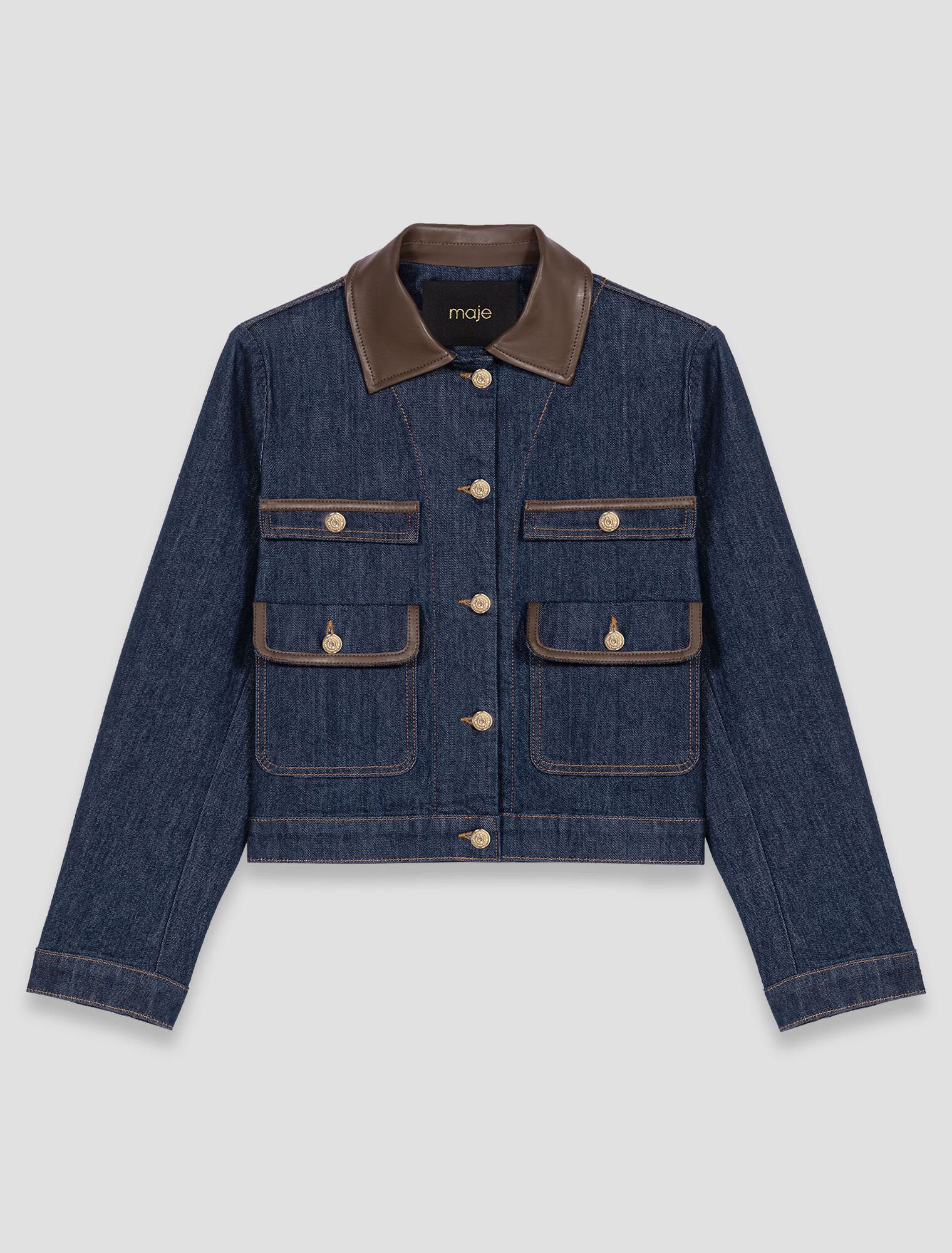 Jeansjacke mit Kunstlederkragen