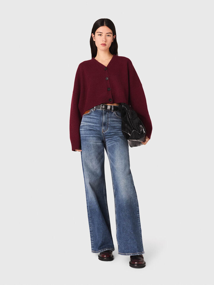 Kurzer Cardigan aus Wollmischgewebe