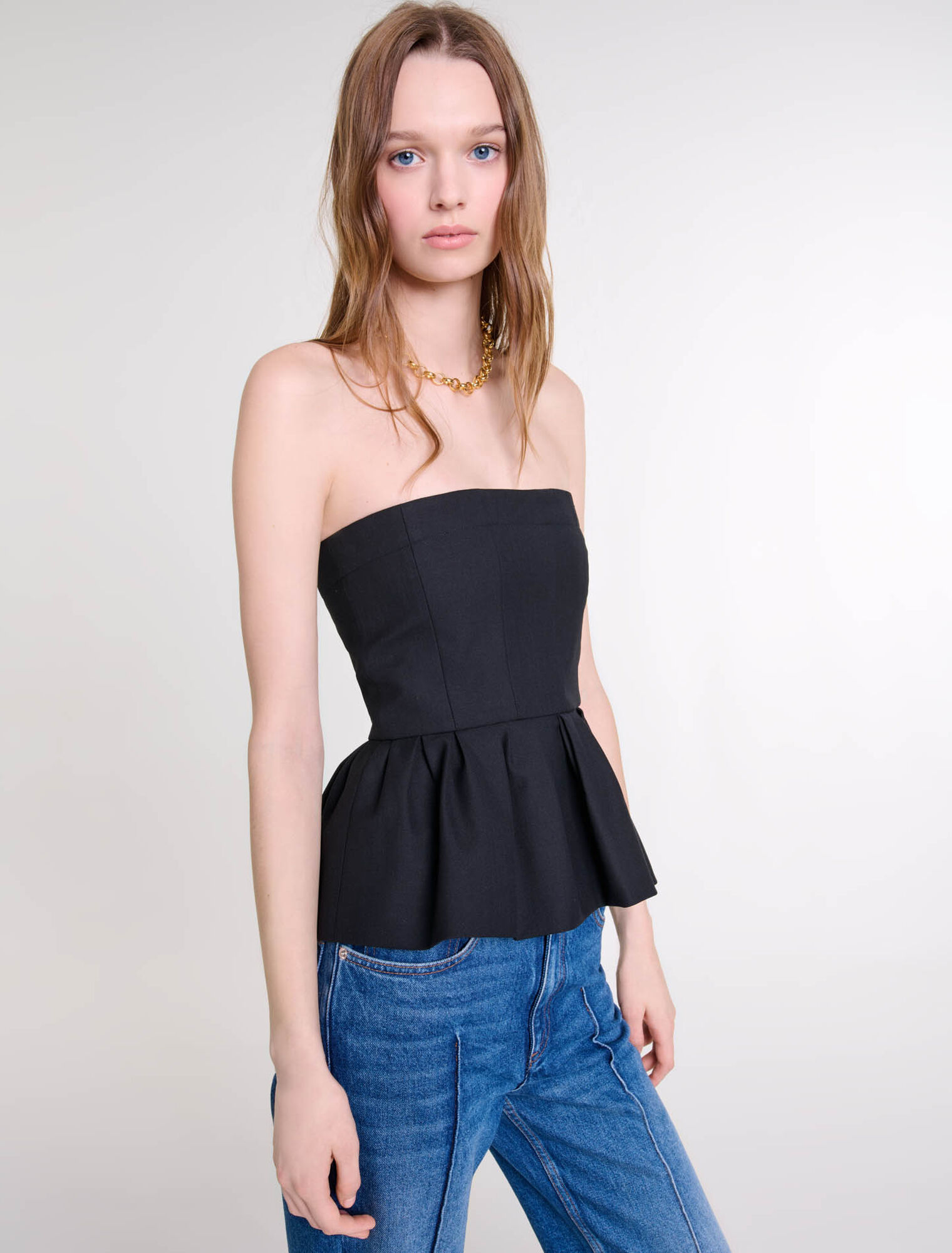 Bustier-Top mit Schößchen
