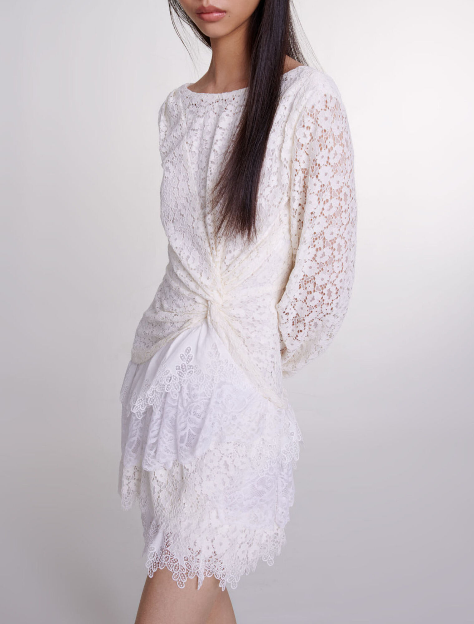 Drapiertes Spitzenkleid