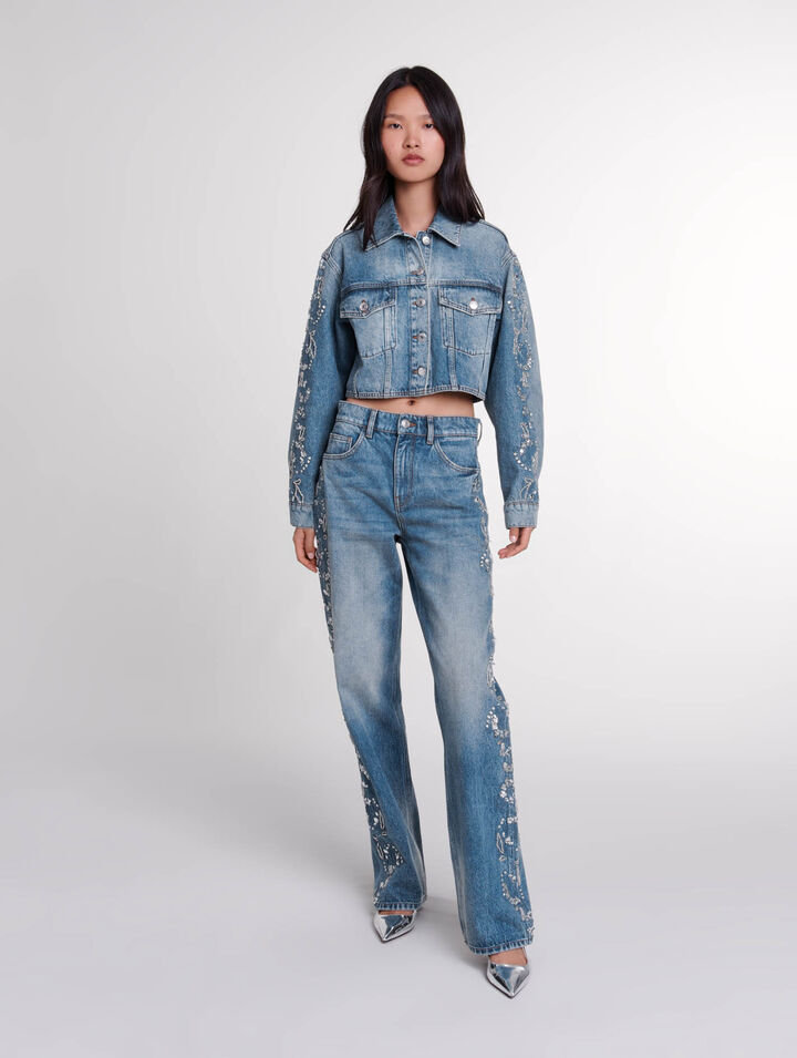 Blouson aus besticktem Denim 