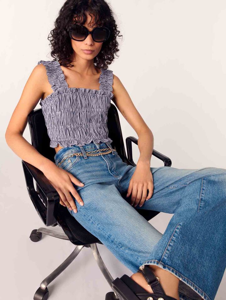 Gesmoktes Top mit Vichy-Muster