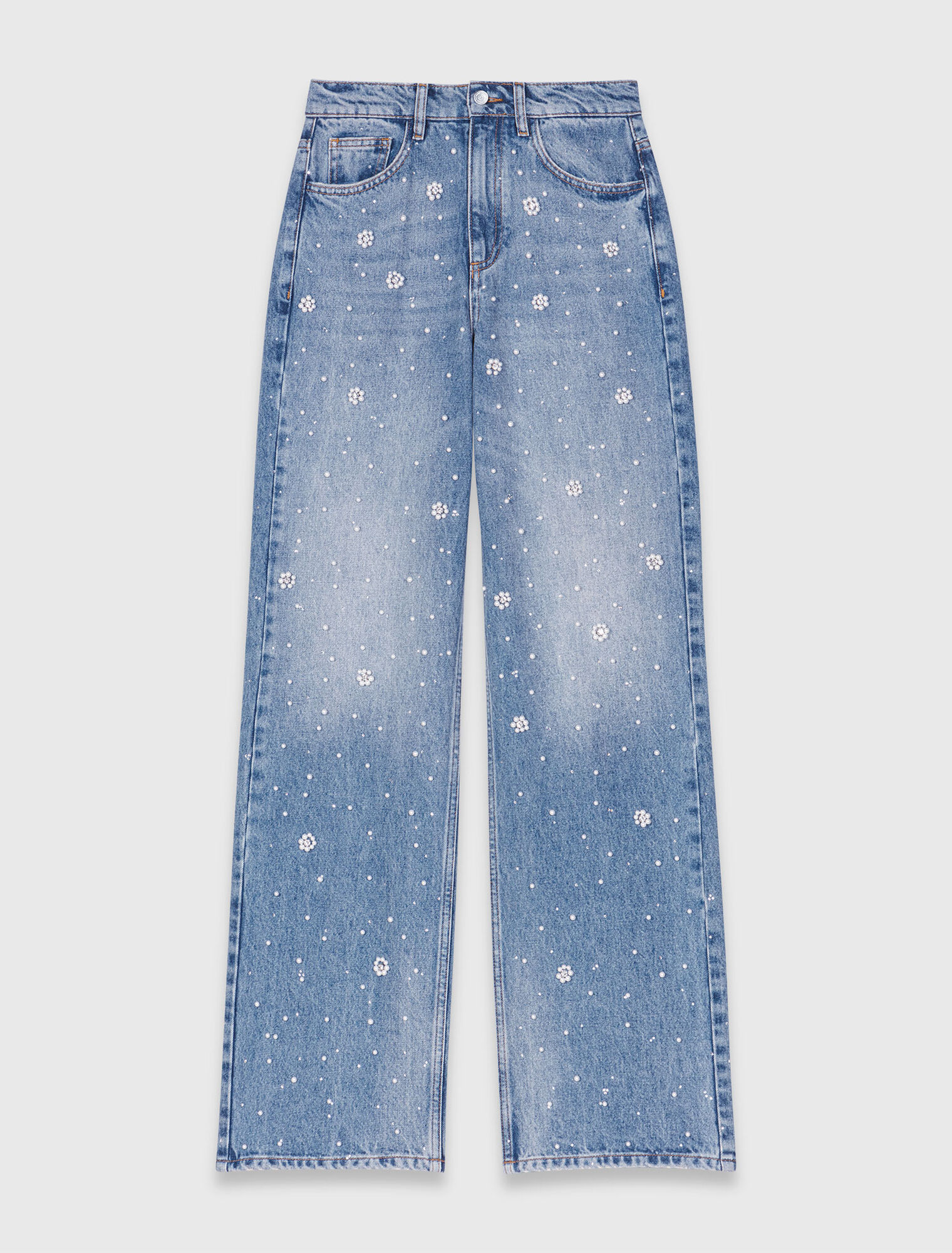 Weite Jeans mit Stickereien