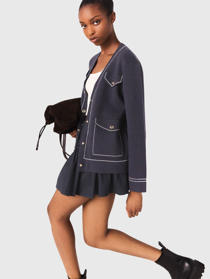 Langer Cardigan mit Steppnähten