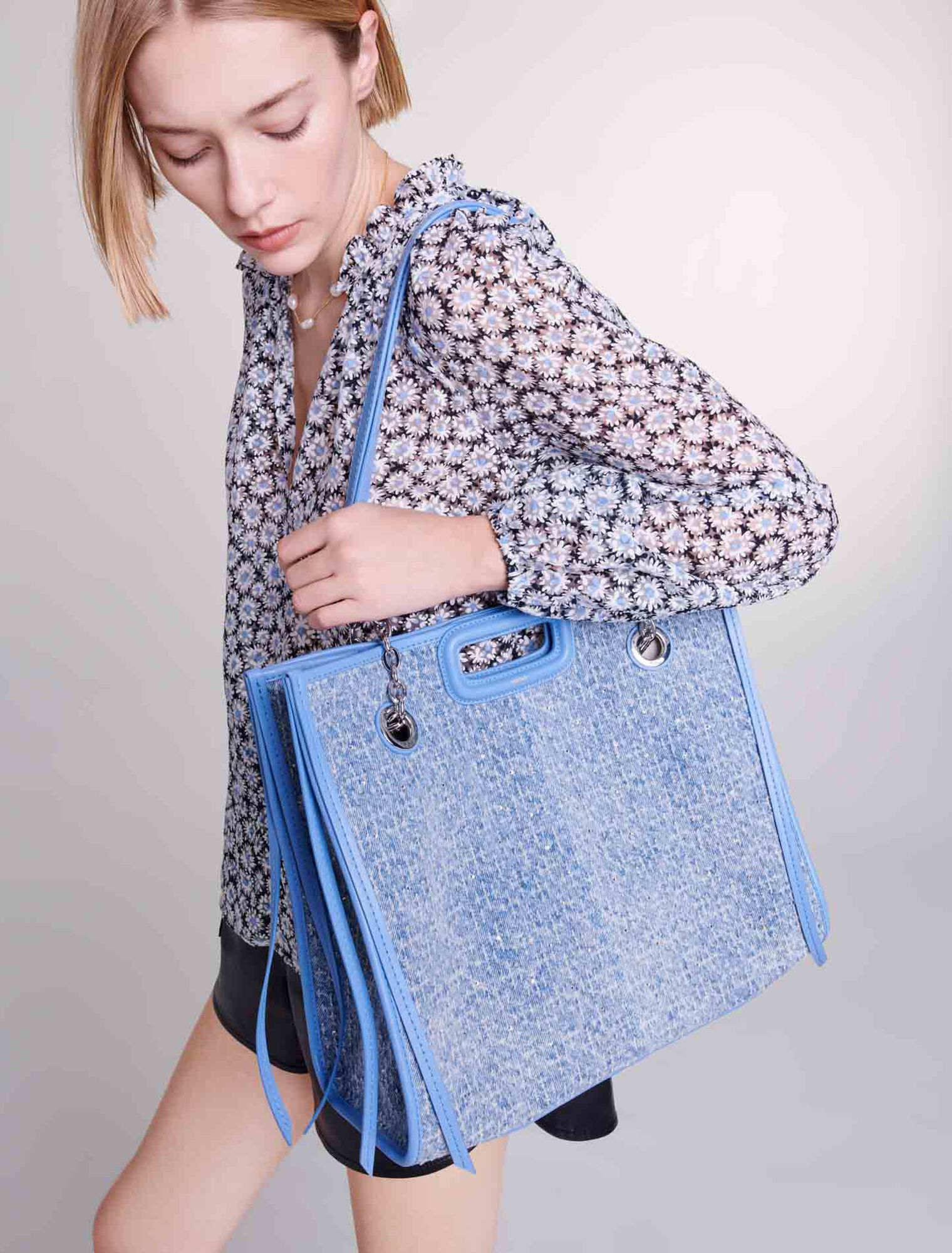 Tragetasche aus Denim und Strass