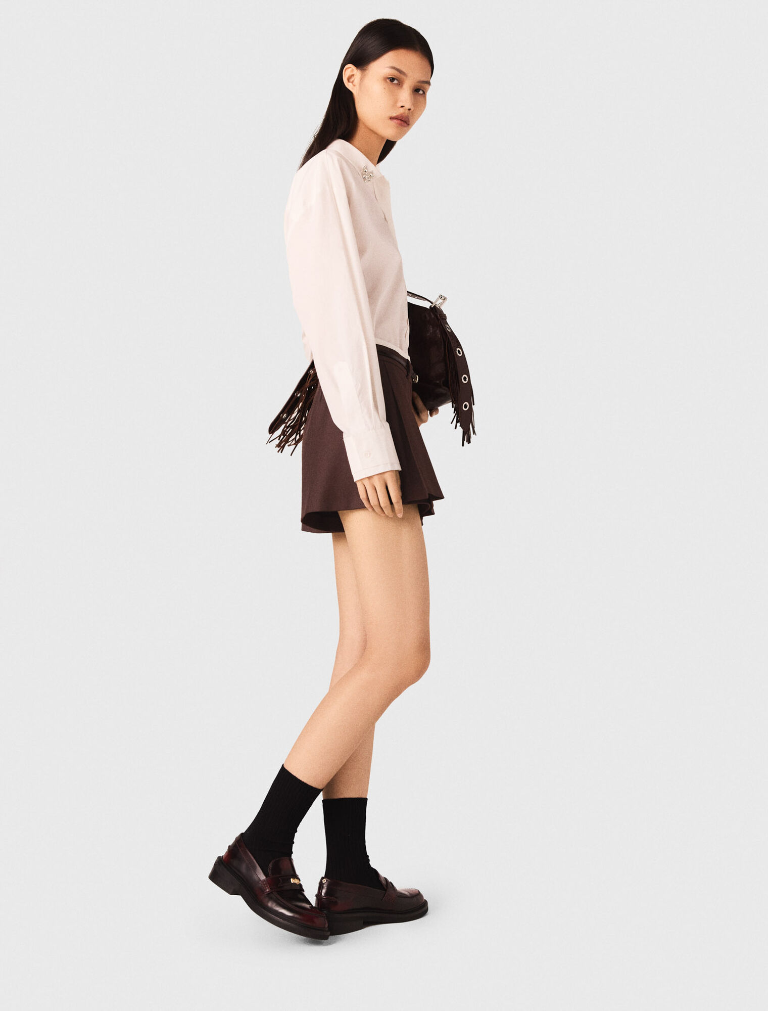 Plissierte Trompe-l'Œil-Shorts