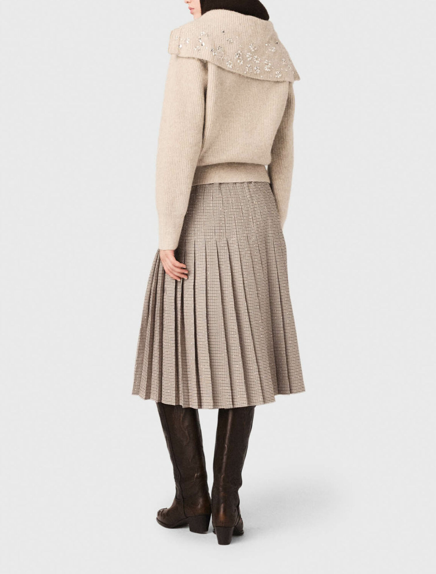 Strass-Pullover mit Rei&szlig;verschlusskragen