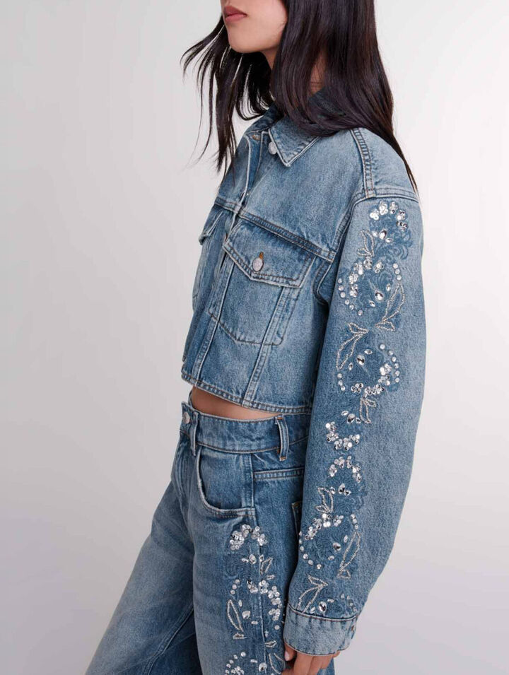 Blouson aus besticktem Denim 