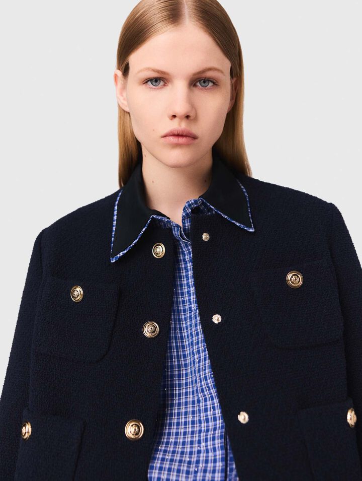 Kurze Tweed-Jacke, Kragen abnehmbar