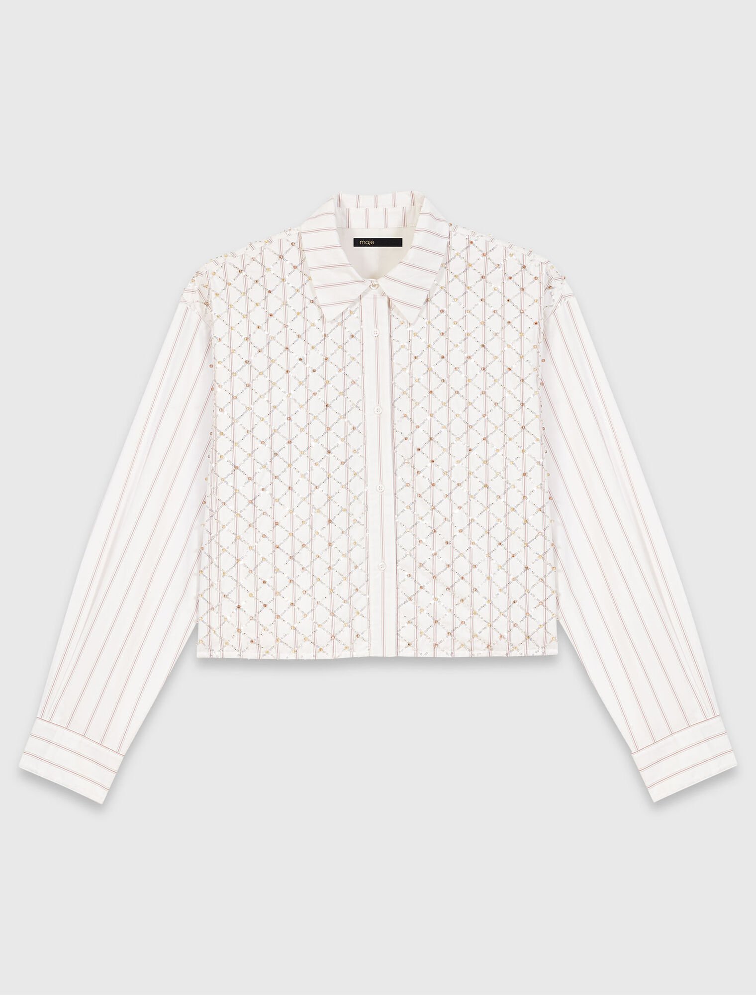 Kurzes Hemd mit Perlenstickerei