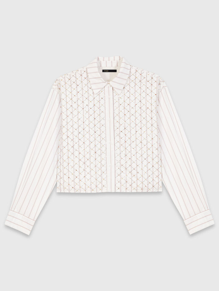 Kurzes Hemd mit Perlenstickerei