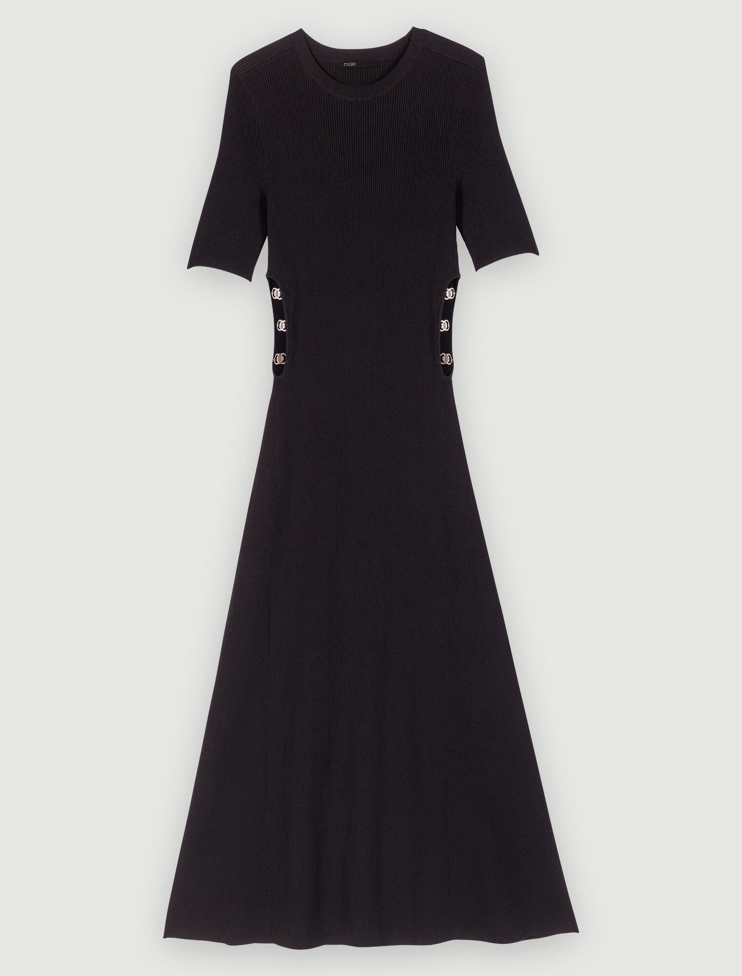 Langes, schwarzes Kleid mit Cut-out