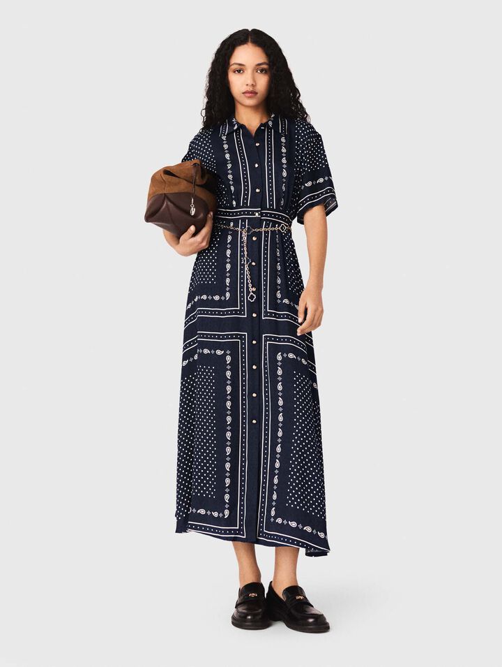 Flie&szlig;endes langes Kleid mit Print