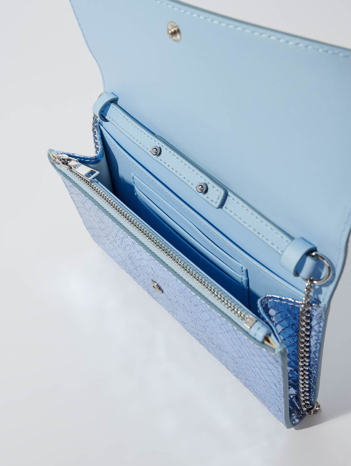 Clutch aus Leder mit Pythonprägung