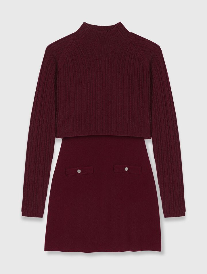 Strickkleid mit abnehmbarem Pulli