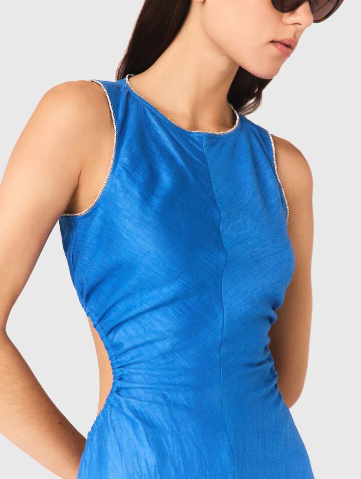 R&uuml;ckenfreies Leinenmix-Midikleid