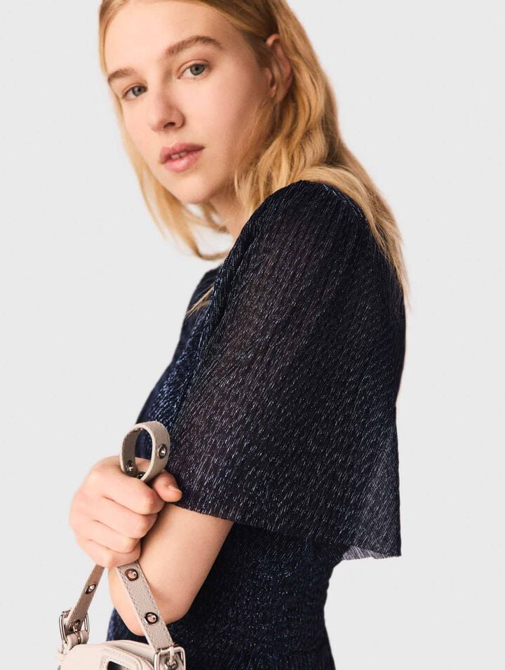 Metallisches Midikleid mit Volants