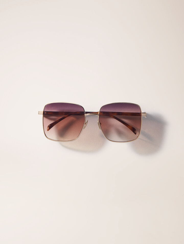 Eckige Sonnenbrille aus Materialmix