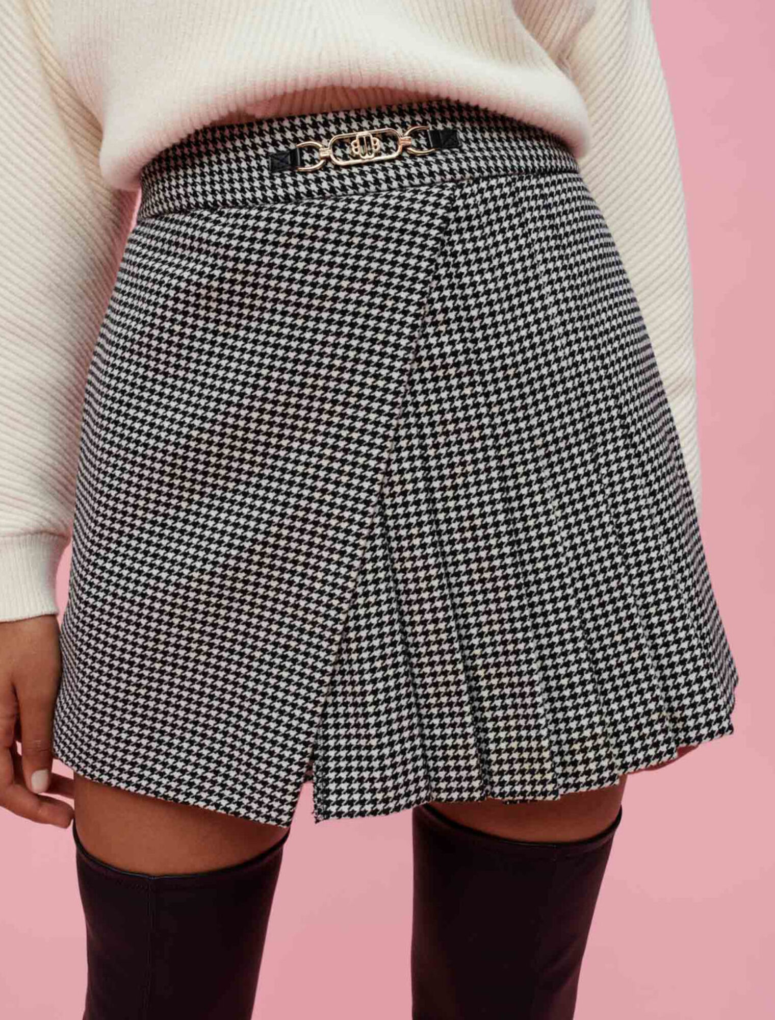 Shorts mit Hahnentrittmuster