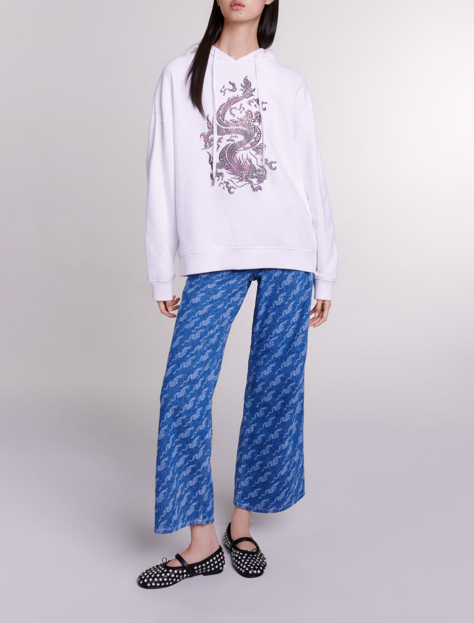 Oversize-Sweatshirt mit Strass