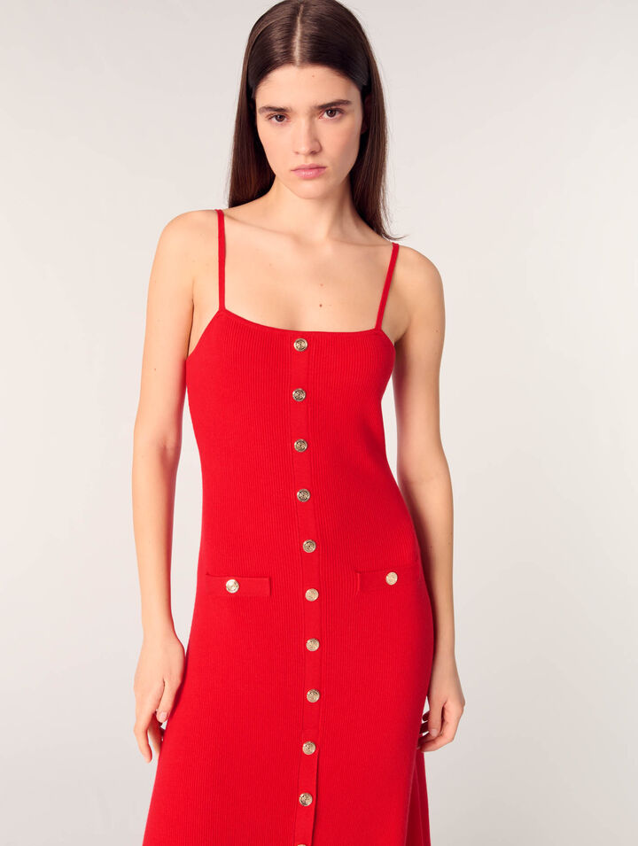 Langes Kleid aus Rippstrick