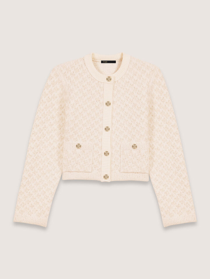 Kurzer Cardigan in Tweed-Optik
