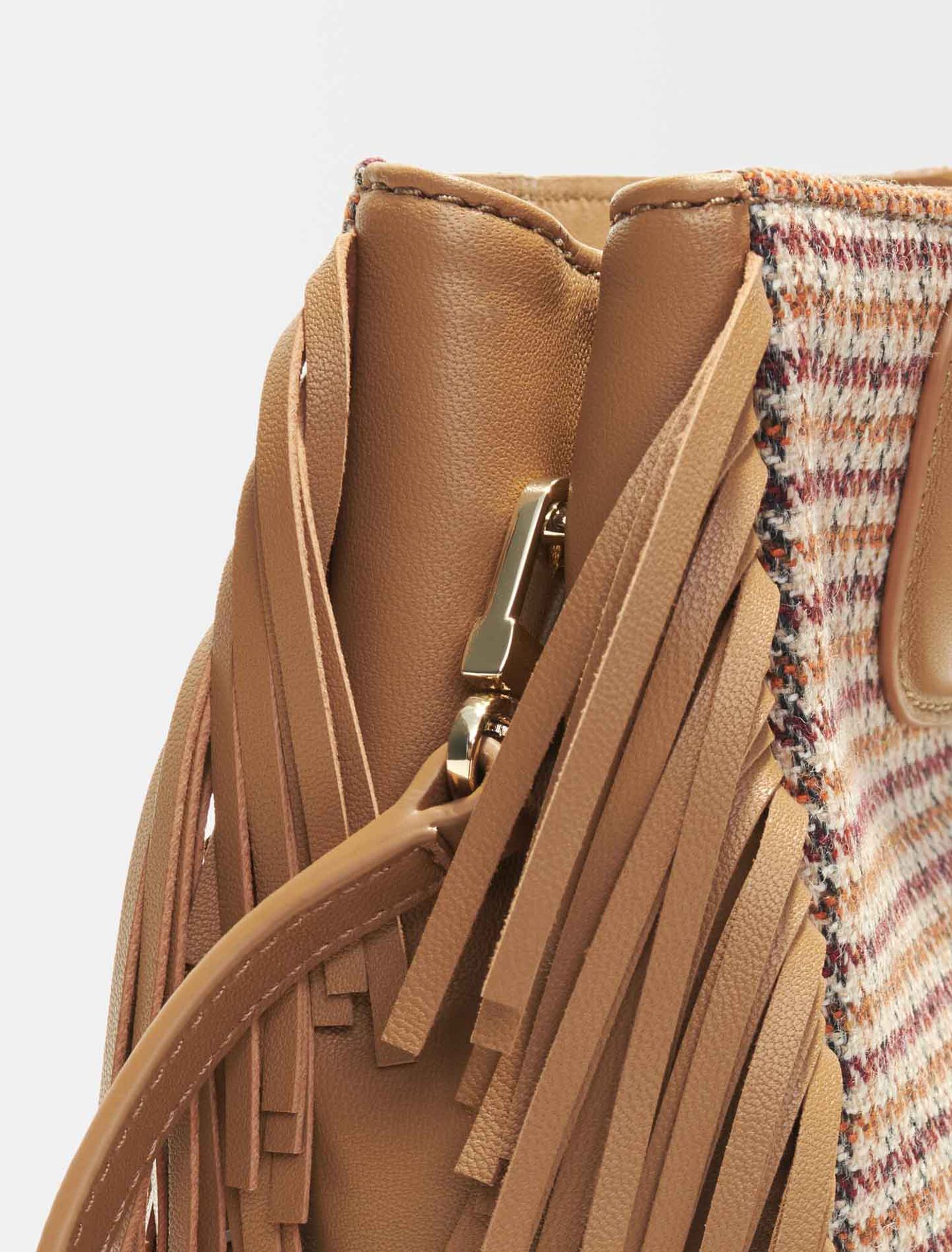 M-Tasche aus Canvas, Hahnentrittmuster