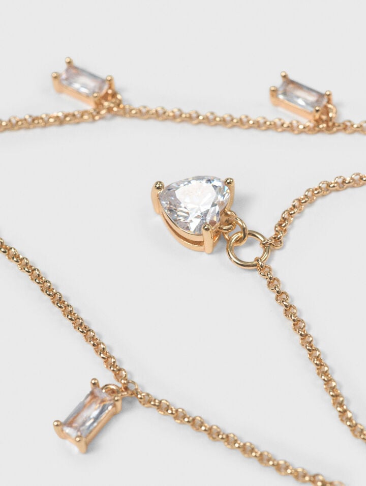 Doppelkette mit Strass-Anh&auml;ngern