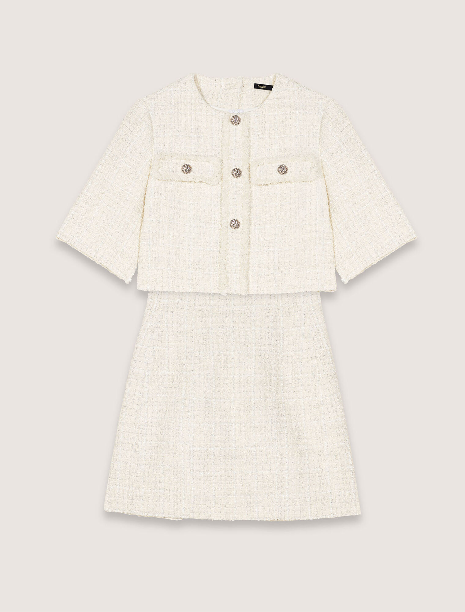 Kurzes 2-in-1-Kleid aus Tweed