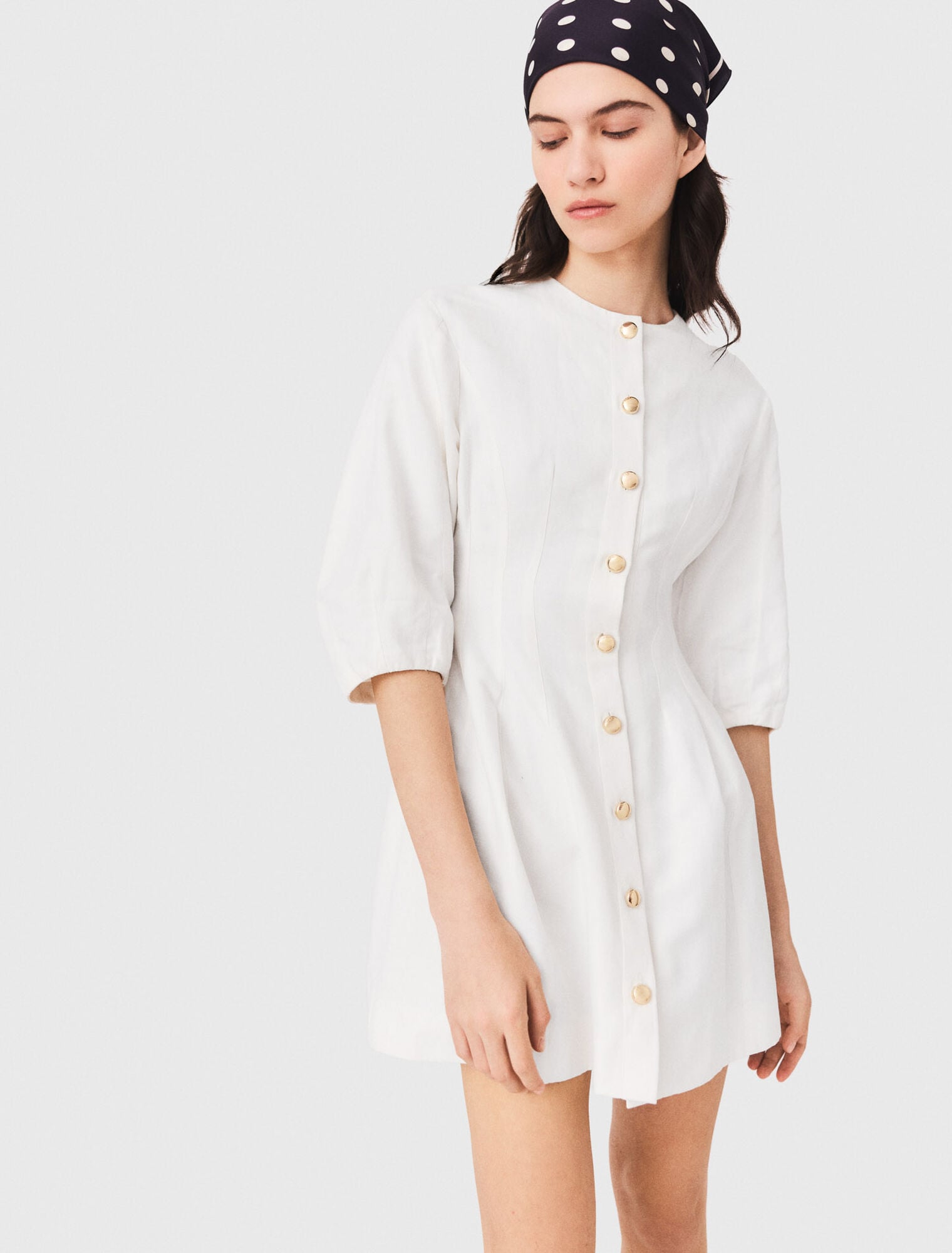 Kurzes Kleid aus Leinenmischung