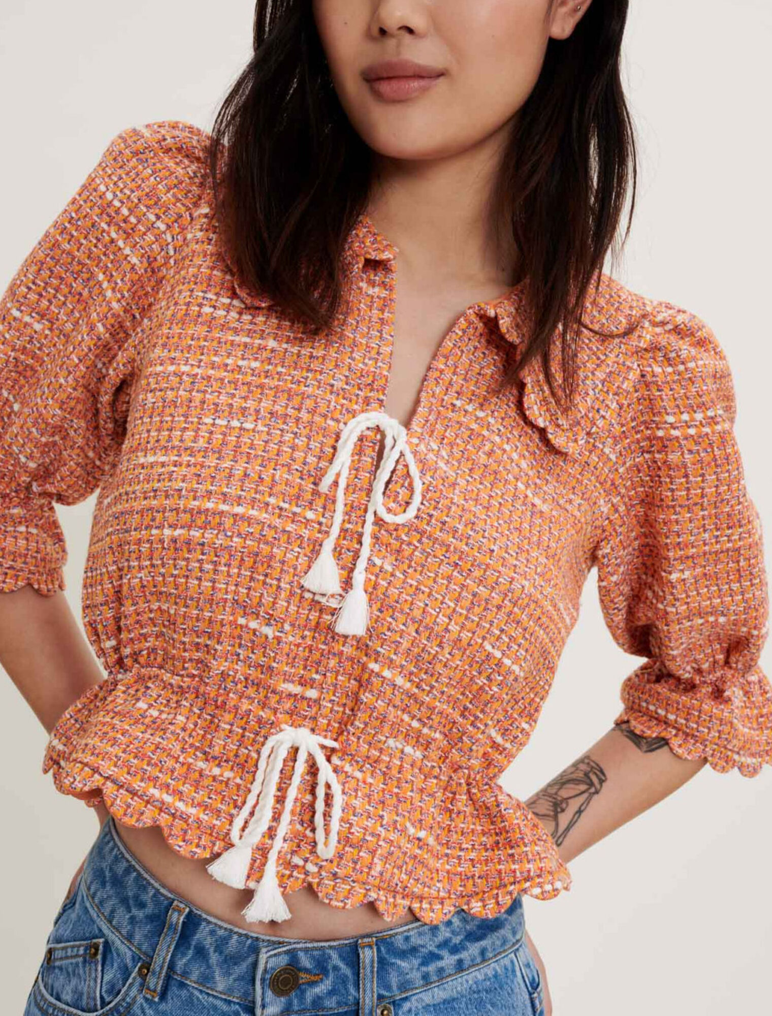 Kleine Tweedjacke mit Krokettmuster