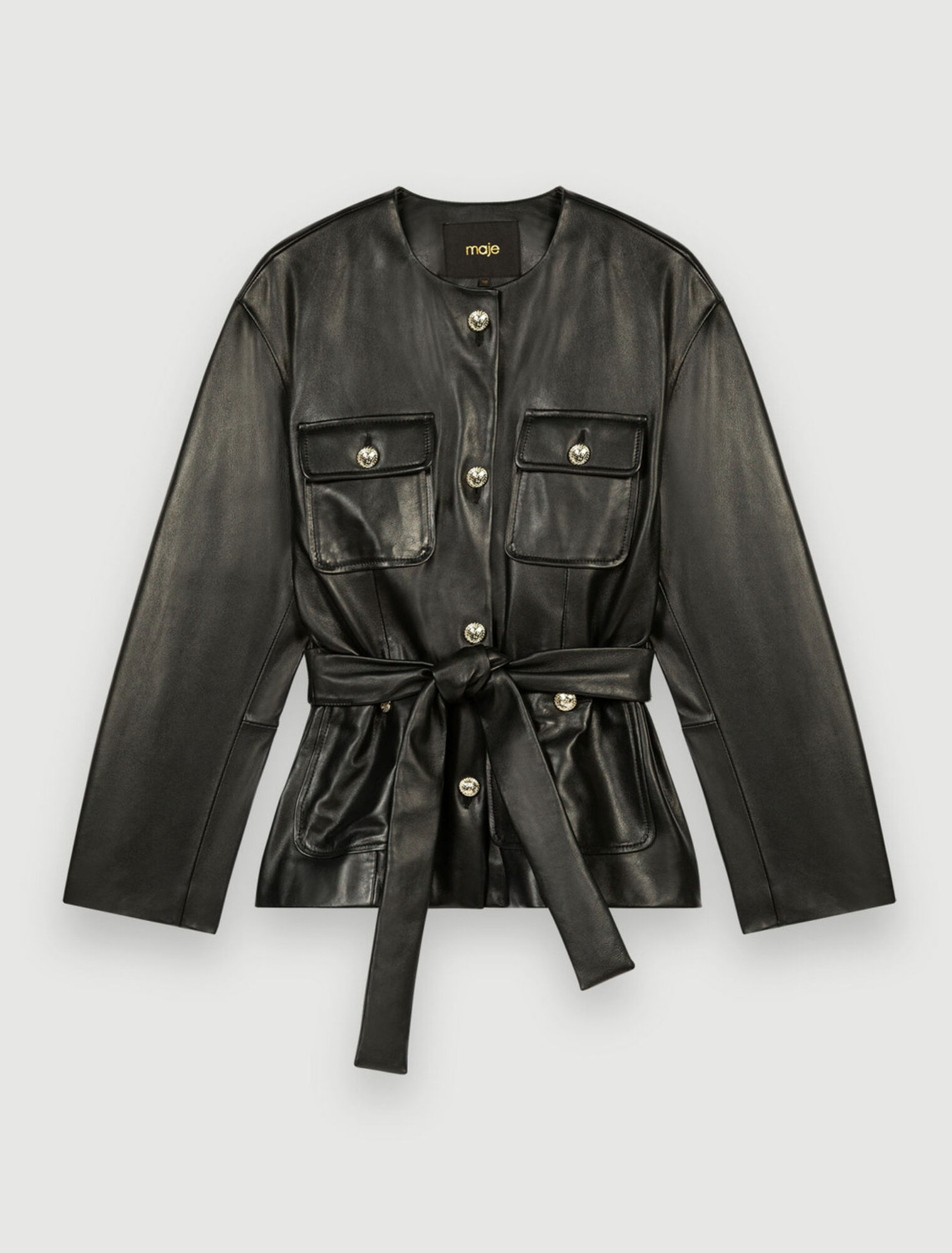 Blousonjacke aus Leder mit 4 Taschen