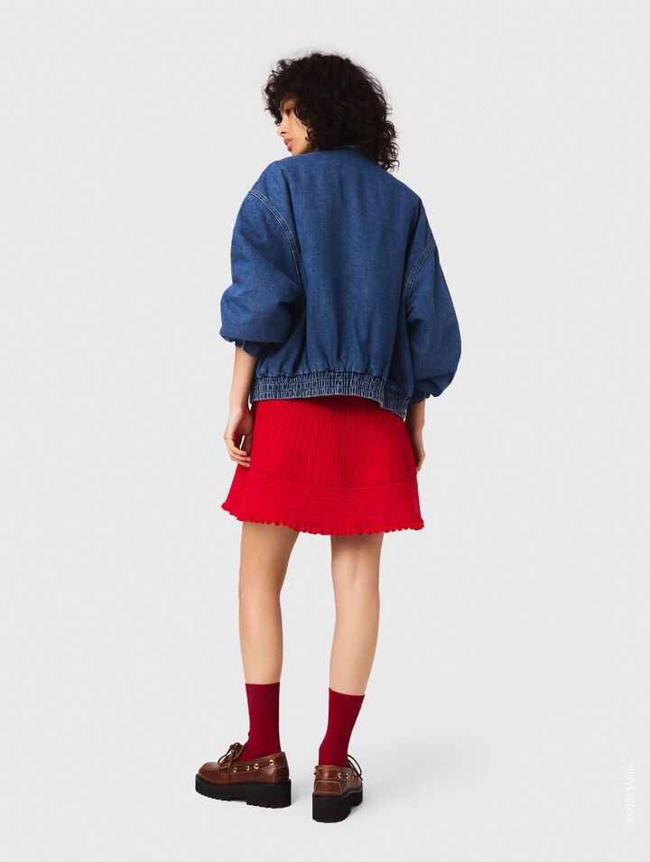 Oversize-Denimjacke mit Stickerei