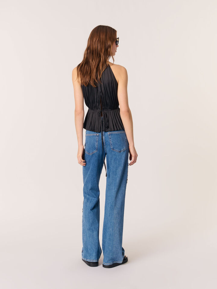 Plissiertes Top aus Satin