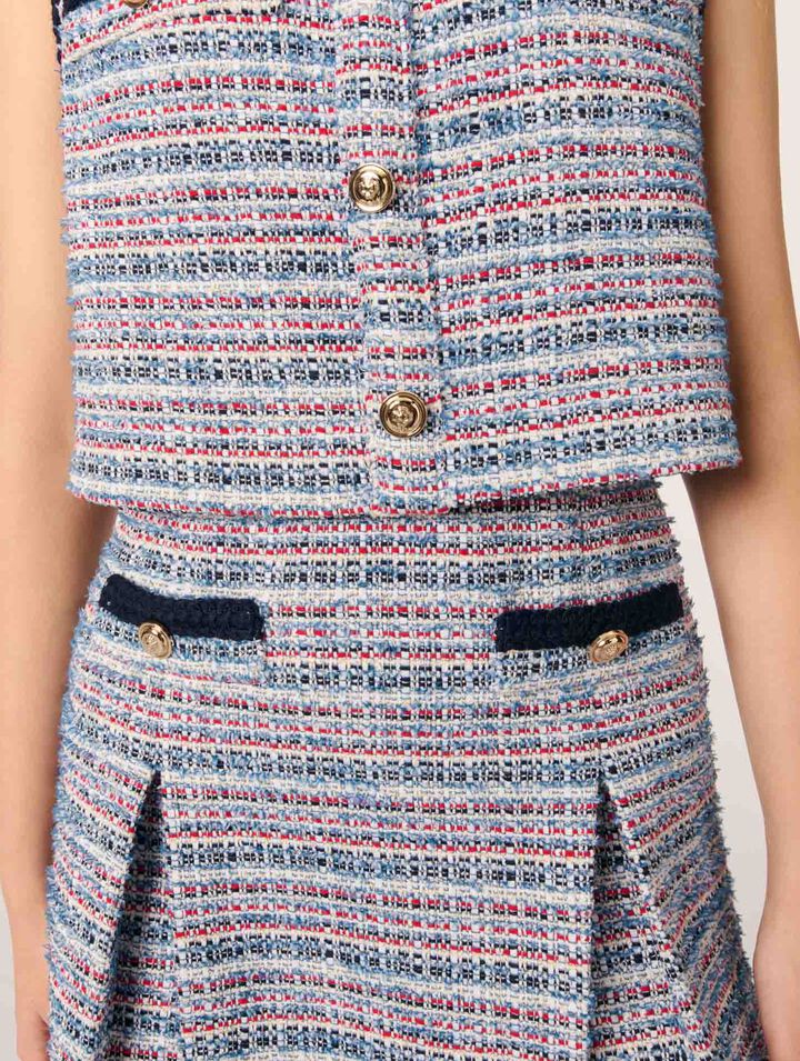 Kurzes 2-in1-Kleid aus Tweed