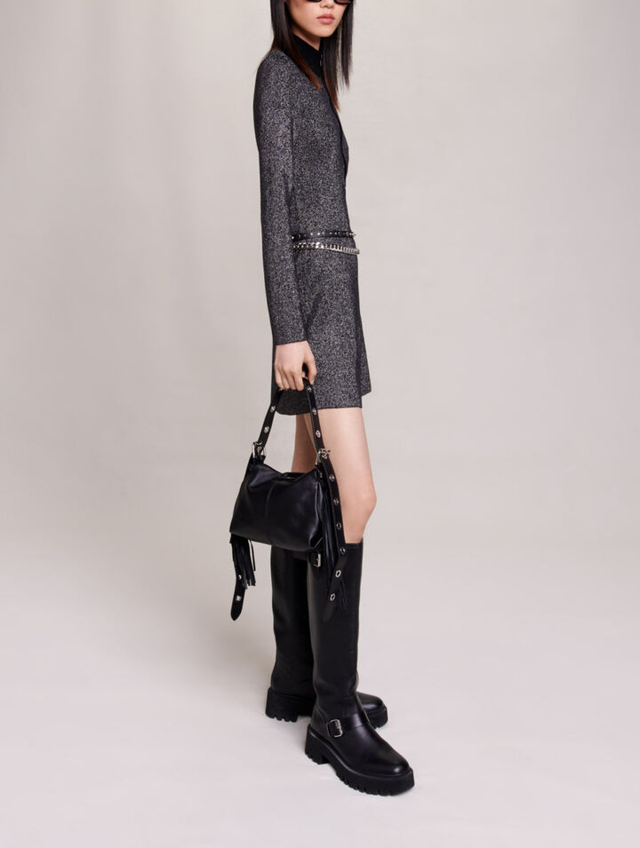 Kurzes Strickkleid mit Pailetten