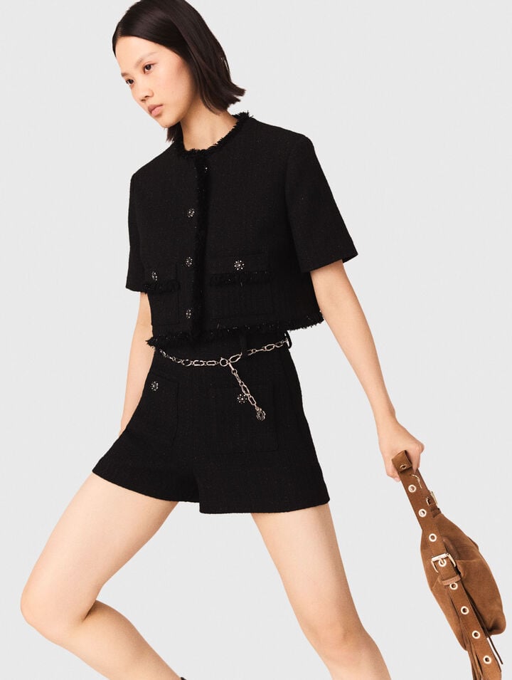 Glänzende Tweed-Shorts