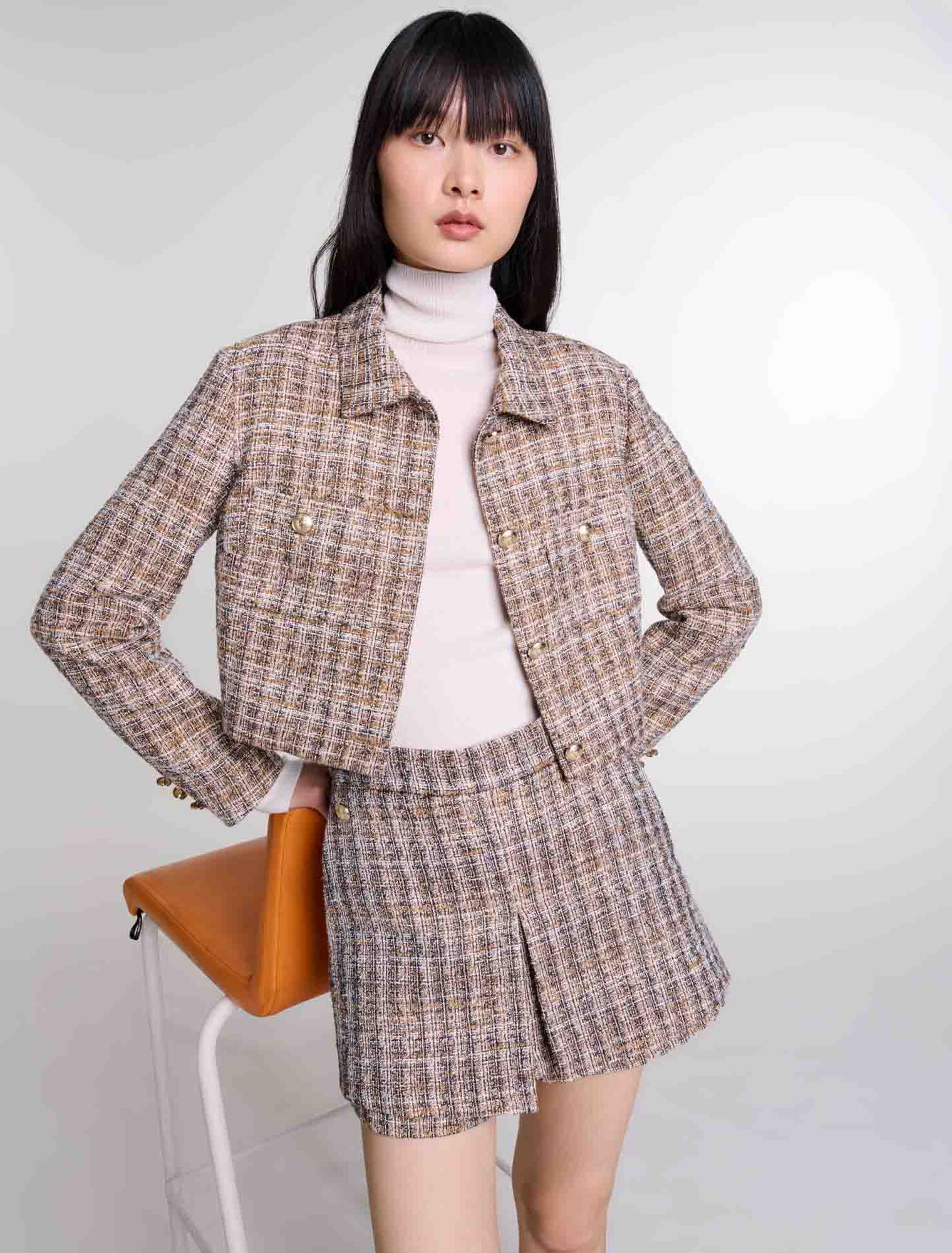 Trompe-l'Oeil-Shorts aus Tweed