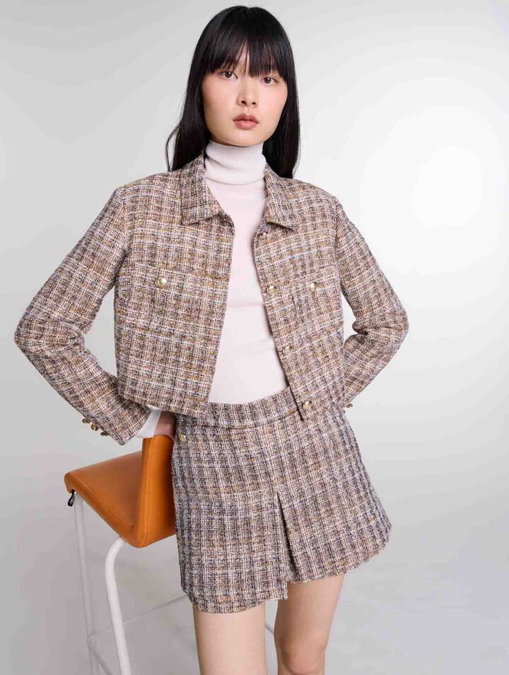 Trompe-l'Oeil-Shorts aus Tweed