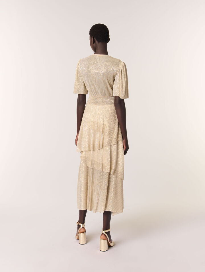 Metallic-Kleid mit Volants