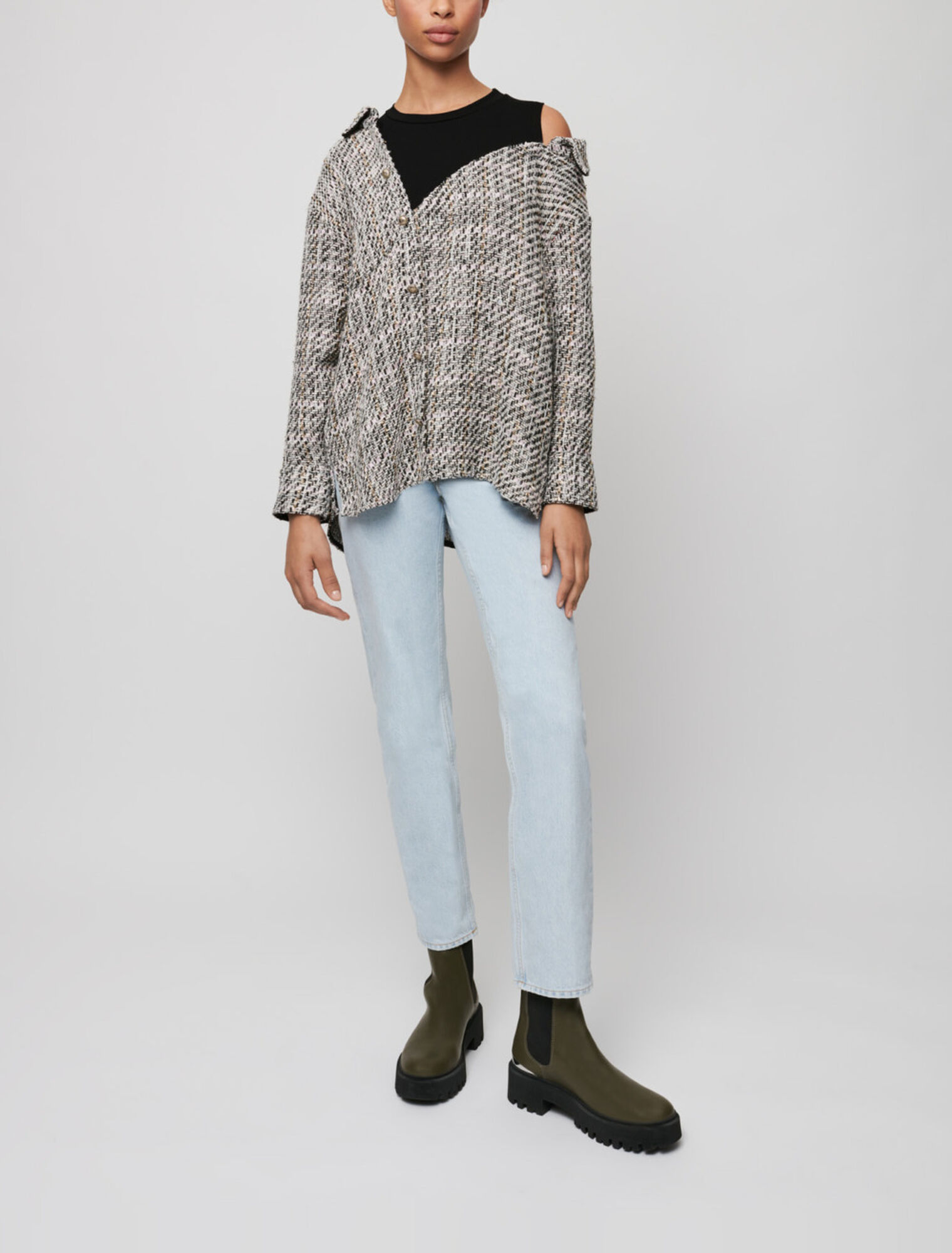 Trompe-l'oeil-Shirt in Tweed-Optik